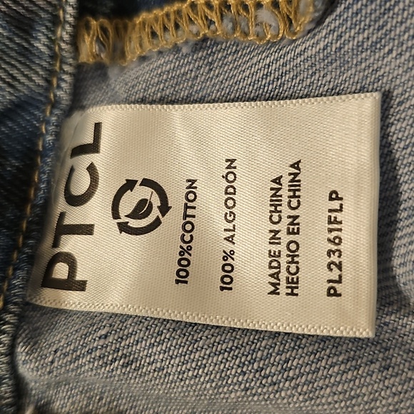 NWT PTCL Medium Wash Drawstring Front Flower Print Denim Miniskirt  Large - Picture 12 of 14